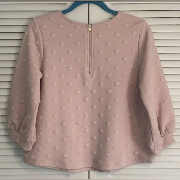 W5 Anthropologie Pale Soft Pink Mauve Textured Dot Top Size Medium M - Picture 2 of 5